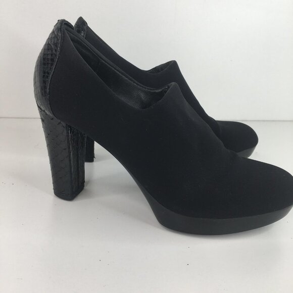Donald J Pliner Evelyn Snakeskin Leather Platform Black Ankle Booties Size  6M - Picture 4 of 11
